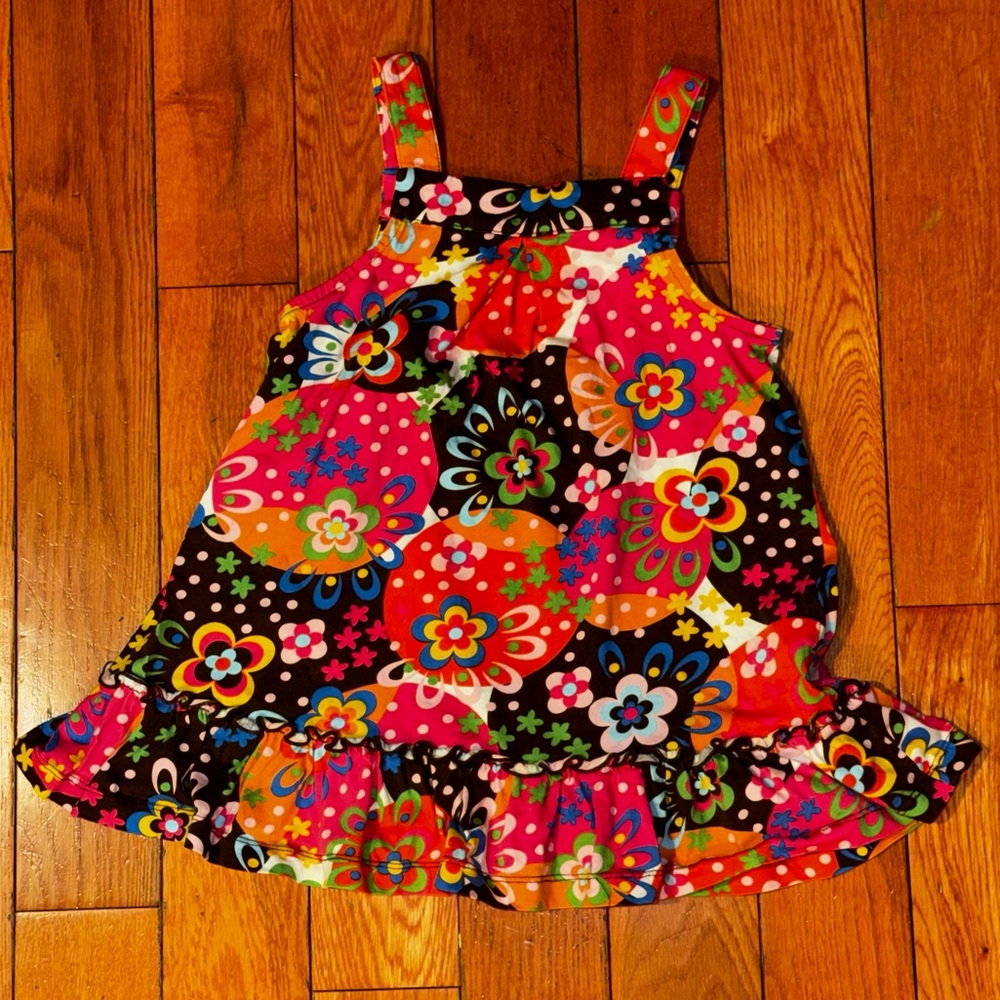 Hanna Andersson floral sleeveless dress colorful EUC 100% Cotton